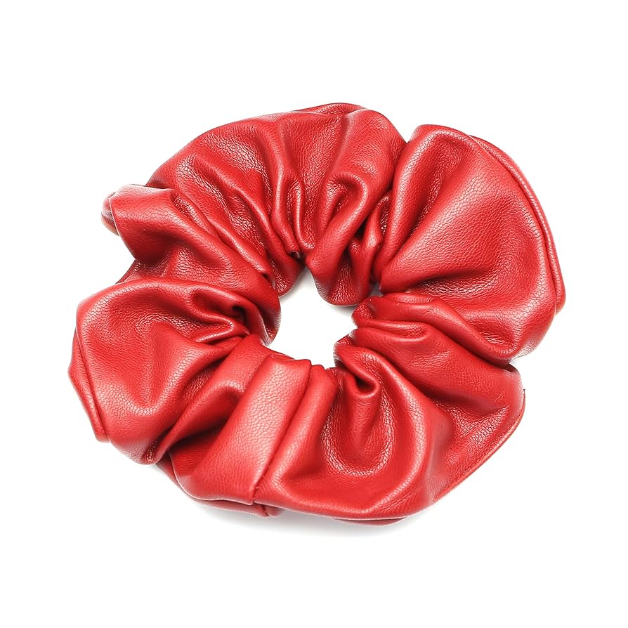 ハンドメイド 赤 レザー ヘアゴム 受注制作】レザーリボンのヘアゴム・赤色 ヘアゴム kiito 通販 5656720